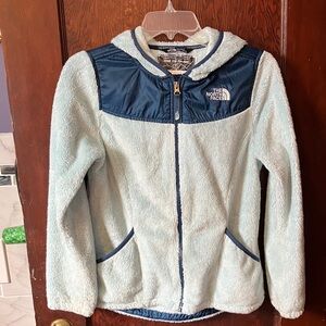 THE NORTH FACE GIRLS OSO FULL ZIP HOODIE MINT BLUE LG